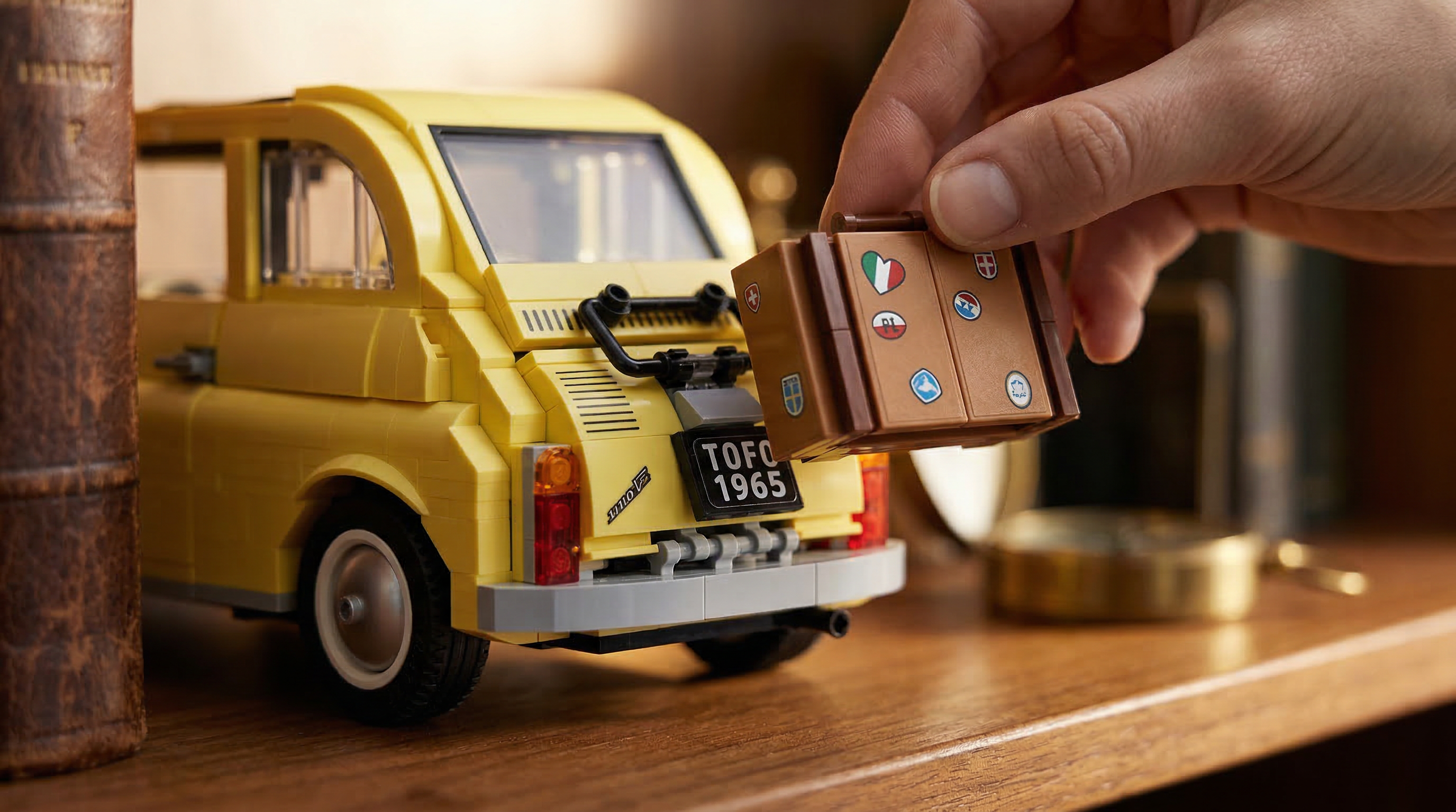 Detalhes do Fiat 500 clássico em blocos
